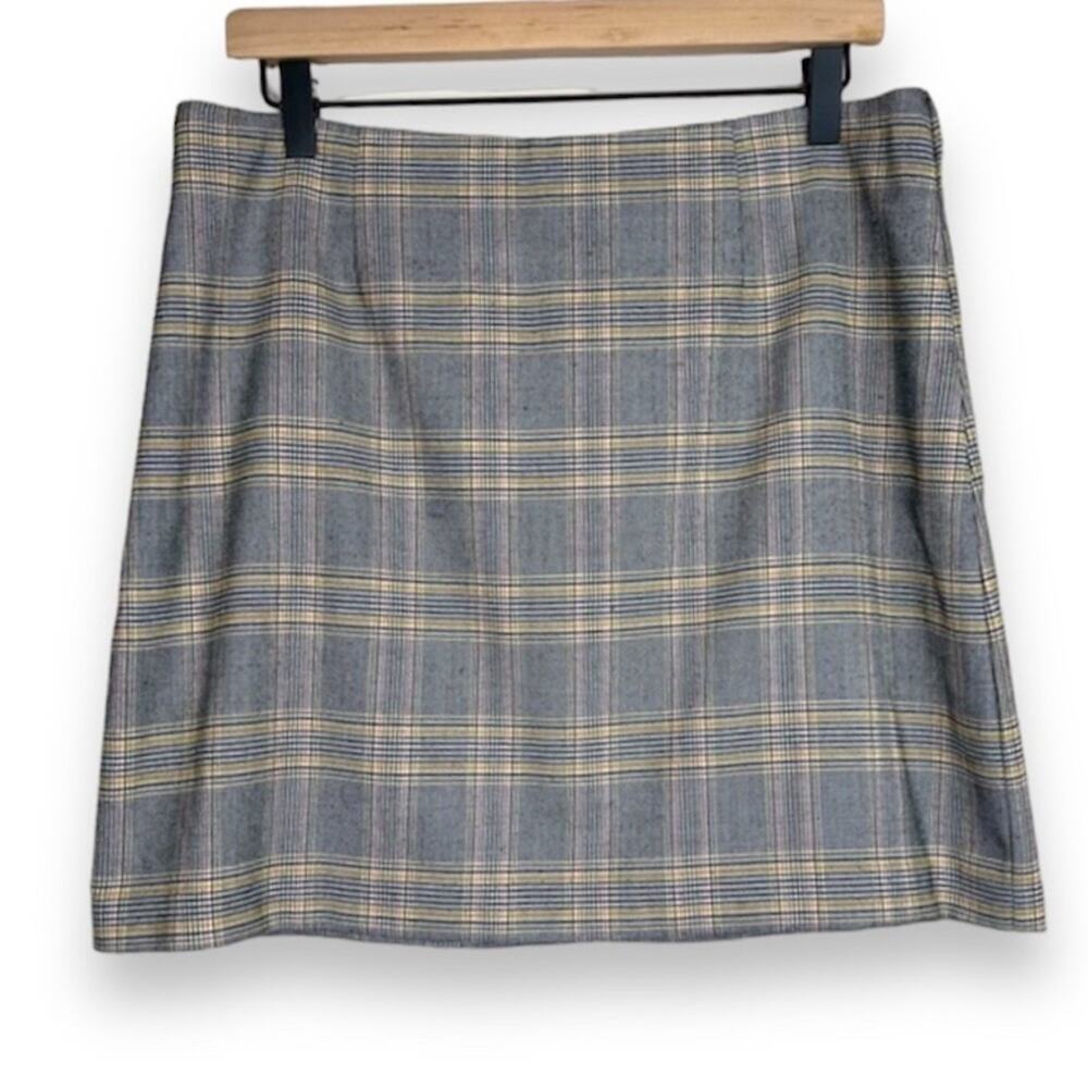1. State skirt 10 pencil glen plaid mini lined gray yellow preppy academia